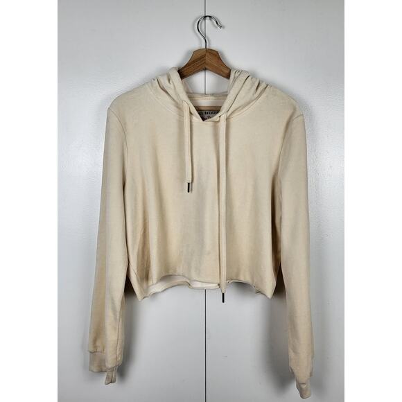 True Religion Velvet Cropped Pullover Sweatshirt Hoodie | Large - Picture 3 of 8